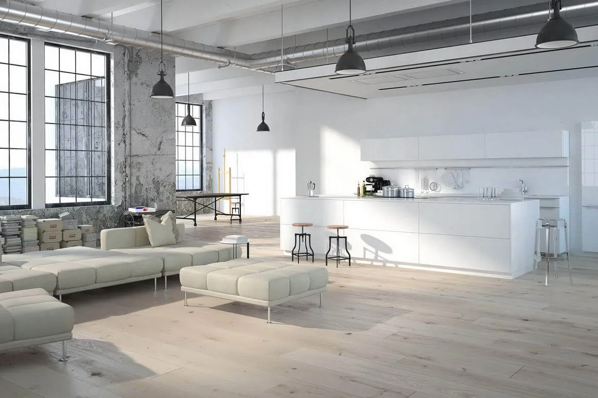 Industrial loft with open kitchen